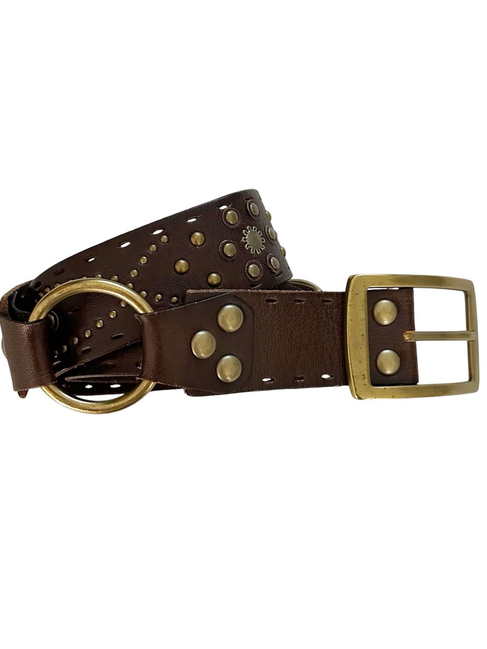 Linea Pelle Brown brass buckle belt Size Medium